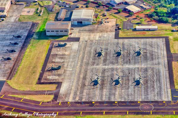 Aerial photo of Helicopters at Schofield Barracks