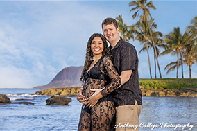Oahu Maternity Portrait photography - Image photographed at Paradise Cove Beach, KoOlina