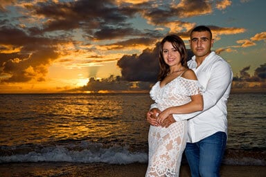 Engagement Sunset Beach Sunset Couples Photography, North Shore, Oahu, Hawaii 