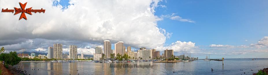 hdr panorama photography Waikiki skyline