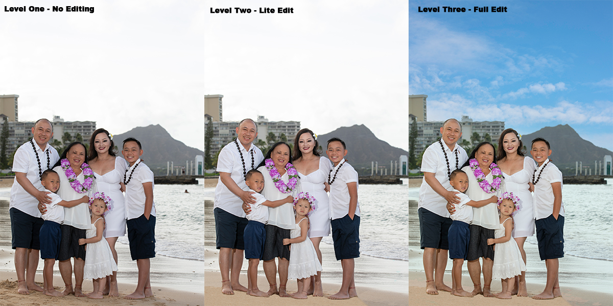 Photo Retouching Comparisons - Side By Side Comparisons of Three Images with the Three Levels of Editing