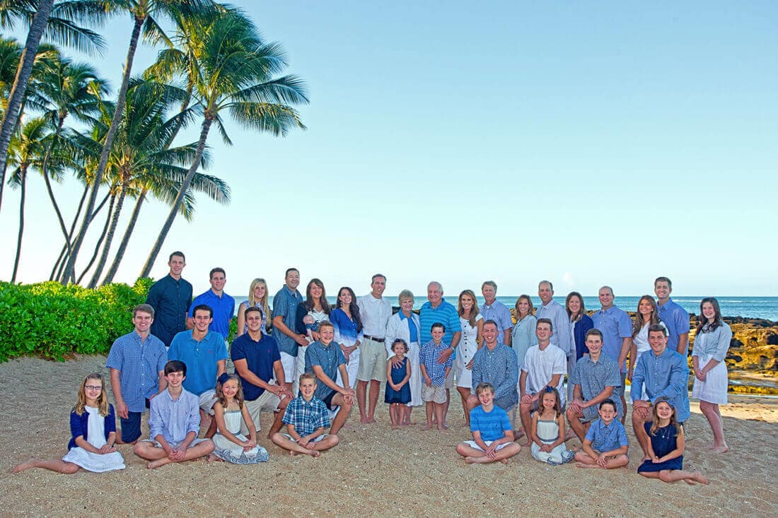 Oahu Group Family Portrait Photography - Paradise Cove Beach, Koolina, Hawaii