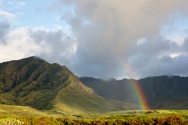 rainbow over Macua valley Waianae Coast Oahu Hawaii
