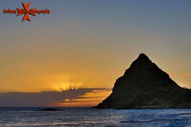 Sunset Mauna Lahilahi sunset from Makaha beach, Waianae Coast, Oahu