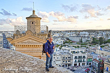 Anthony Calleja on top of the Rotunda, in Mosta, Malta.