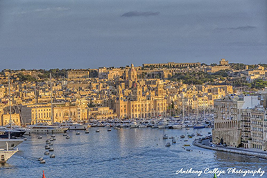 View over Grand Harbour towards Birgu, Valletta, Malta