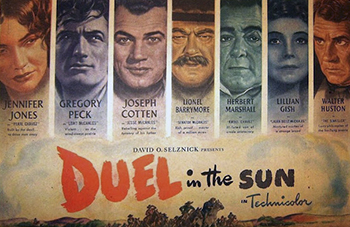 Duel in the Sun: Tragedy seems to follow Pearl Chavez (Jennifer Jones) everywhere she goes. After a domestic dispute results in the death of both of her parents, Pearl moves in with her aunt, Laura Belle (Lillian Gish), on an expansive farm. When Pearl notices Laura Belle's son, the fiery Lewt, life on the ranch erupts into chaos. The two have a brief courtship, but Lewt abruptly ends the relationship. When Pearl tries to move on, Lewt's jealousy leads to a climactic gun battle between the former lovers. (1947)