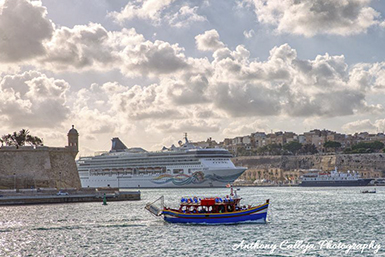 View over Grand Harbour towards Floriana, Malta