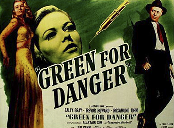 Green for Danger: During a German bombing raid on rural southeast England during World War II, a hospital undergoes heavy shelling. Postman Joseph Higgins (Moore Marriott) dies on the operating table when a bomb explodes in the operating room. But when Sister Marion Bates (Judy Campbell) dies after revealing that this is not the first patient of anesthetist Barney Barnes (Trevor Howard) to die under suspicious circumstances, Police Inspector Cockrill (Alastair Sim) is brought in to investigate.