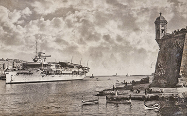 HMS Glorious in the Grand Harbour, Valletta Malta