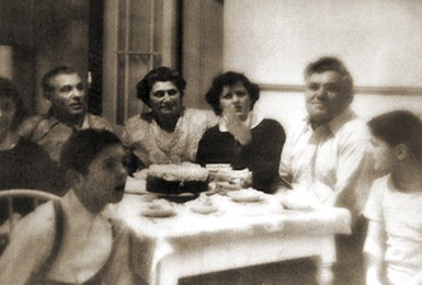 Image was photographed in San Francisco at my Uncle Joe Calleja and Aunt Janna Calleja's Home. Circa 1950. From Left to Right - my cousin Joe Calleja , my cousin Marlene Calleja, my Uncle Joe Calleja, his wife and my Aunt Janna Calleja Calleja, my cousin Nancy Calleja, my Father Pacifico Calleja, and my cousin Edwin Calleja. Behind the Camera Father Calleja, Aunt Ganna Calleja's brother.