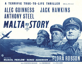 Malta Story: During World War II, British photo-reconnaissance pilot Peter (Alec Guinness) discovers that the Italians are planning a secret invasion of Malta, a strategically important island nation critical to keeping the Allied supply lines open. Though they have few resources left, Peter and his commanding officer, Frank (Jack Hawkins), resolve to fight off the enemy and save the island. At the same time, Peter struggles to keep his relationship with a local girl from falling apart. (1953)