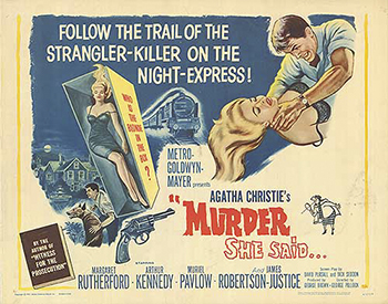 Murder, She Said: When aging sleuth Miss Marple (Margaret Rutherford) witnesses a murder through the window of her passing train car, she alerts the authorities. Unfortunately, the police are hesitant to take the word of an old lady in lieu of an actual body. Taking matters into her own hands, Marple gets a job as a maid at Ackenthorpe Hall, where she believes the murder took place. There, she must match wits with blowhard Luther Ackenthorpe (James Robertson Justice) if she wants to solve the mystery.