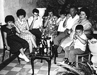 Malta Family Photo Circa 1963 - From Left to Right - my sister Rita Calleja at age 7, my cousin Joyce Caruana with her brother and my cousin Charlie Caruana, their mother and my Aunt Rita Caruana (Zia Rita), my brother George Alfred Calleja at age 5, Uncle Anthony Caruana,(Ziu Ninu), my mother's brother and Aunt Rita' husband, my mother Teresa Caruana Calleja, and me, Anthony Calleja. We are all at Ziu and Zia's in Paola, Malta.