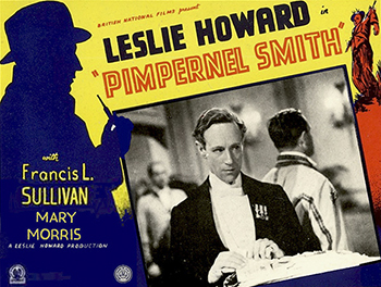 "Pimpernel" Smith: English archaeologist Horatio Smith (Leslie Howard) takes his students to Germany before the start of World War II to study the existence of early Aryans. He is actually there, however, to free concentration camp inmates. General von Graum (Francis Sullivan), a Gestapo head, dispatches the beautiful Ludmilla Koslowski (Mary Morris) to find the man behind the escapes, but she instead allies with Horatio. Together they scheme to free Ludmilla's father, Sidimir (Peter Gawthorne).