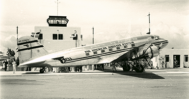 Pan Am Douglas DC-3 from San Francisco to New York. Circa 1952