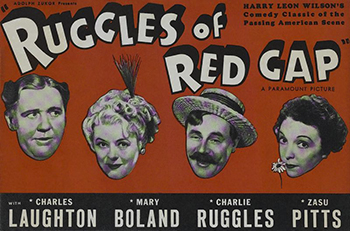 Ruggles of Red Gap: In Paris at the dawn of the 20th century, the Earl of Burnstead (Roland Young) accidentally loses his faithful valet, Ruggles (Charles Laughton), to gauche American rancher Egbert Floud (Charlie Ruggles) in a drunken late-night poker game. Resettled in the Wild West town of Red Gap, Washington, Ruggles' proper bearing leads him to become mistaken for a British aristocrat and military hero, to the potential embarrassment of Egbert's snobbish wife, Effie (Mary Boland).
