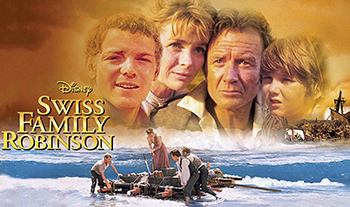 Swiss Family Robinson: In this family film, the Robinson clan -- mother (Dorothy McGuire), father (John Mills) and their three sons, Fritz, Ernst and Francis -- flee the reign of Napoleon to start afresh in New Guinea. When their ship gets damaged en route, the family takes refuge on a deserted island. The Robinsons learn to live in the wild, have various adventures and build an impressive house in a tree. However, while island life is full excitement, the question of whether to return to civilization looms.