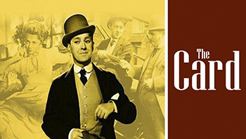The Card: In Edwardian Staffordshire, charming rogue Edward "Denry" Machin (Alec Guinness), the son of a washerwoman, believes he must give destiny a hand to rise in the world. Starting early in his youth, Denry maneuvers to get into a top public school. Later, by outwitting his employer, he becomes a rent collector, and eventually mayor. He uses the lovely Countess of Chell (Valerie Hobson) as his patron -- but Denry's ambitions are brought up short by crafty dance instructor Ruth Earp (Glynis Johns).