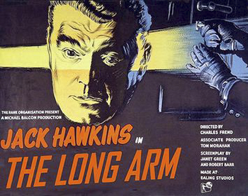 The Long Arm: After an elusive burglar robs a safe and leaves innocent victims in his wake, police detective Tom Halliday (Jack Hawkins) is on the case, meticulously following up every possible lead. Halliday leaves his desk behind and enlists the help of not only his assistant but people outside the police force, including fingerprint and safe-building experts. Though his wife, Mary (Dorothy Alison), doesn't approve of his job and worries for his safety, he won't rest until the perpetrator is behind bars. 1956