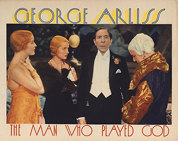The Man Who Played God: Concert pianist Montgomery Royale (George Arliss) is performing for a visiting king when a bomb goes off in an attempt on the king's life. Struck deaf as a result, his career is ruined. Feeling lost, Royale discovers he can read lips and begins eavesdropping on other people's conversations, using what he learns to help them. This new skill gives him a selfless outlook on life, and he goes so far as to call off his engagement to Grace (Bette Davis) after learning she is in love with another man.
