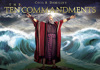 The Ten Commandments Enjoying a life of ease in the court of Egypt's pharaoh, Moses (Charlton Heston) discovers his Hebrew heritage and, later, God's expectations of him. He dedicates himself to liberating his people from captivity and -- with the aid of plagues and divine intervention -- manages to lead them out of Egypt and across the Red Sea. A greater challenge comes in the form of the golden calf idol, however, and it takes an unforgettable visitation by God on Mount Sinai for Moses' mission to prevail. 1956