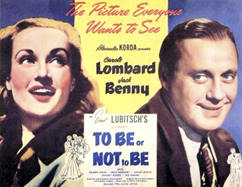To Be or Not to Be: Acting couple Joseph (Jack Benny) and Maria Tura (Carole Lombard) are managing a theatrical troupe when the Nazis invade Poland. Maria is having an affair with Lieutenant Sobinski (Robert Stack), who suspects Professor Siletsky (Stanley Ridges) is a Nazi spy. With Siletsky in possession of a list of members of the Polish resistance, the Turas' company takes action. Using their skill for impersonation, Joseph and company must confuse the Nazis and stop Siletsky from handing over the list.
