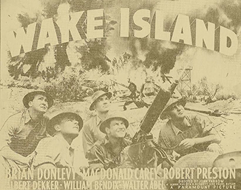 Wake Island: In the weeks before the Pearl Harbor attack, the Marines stationed on Wake Island have grown accustomed to a leisurely attitude. All that changes when newly appointed Maj. Geoffrey Caton (Brian Donlevy) arrives to whip the men into shape. The troops, including Pvt. Aloysius Randall (William Bendix) and Pvt. Joe Doyle (Robert Preston), resist the change -- until the Japanese strike. Hopelessly outnumbered, the men switch into gear to courageously keep the enemy at bay for as long as they can.