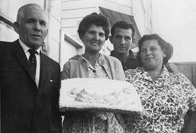from Left to right my Father's Older brother Joe Calleja, Maria Gauci ( my Father's Sister), Joe Calleja (My Cousin and Uncle Joe's Son), and Theresa Calleja , (My Beautiful Mother) 🙂 The photo was photographed at our San Francisco Home. Circa 1960